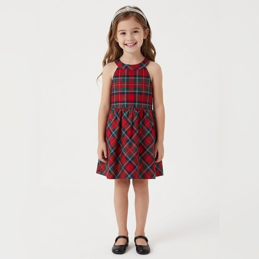Vineyard Vines Girls size 6 tartan plaid red and green dress EUC